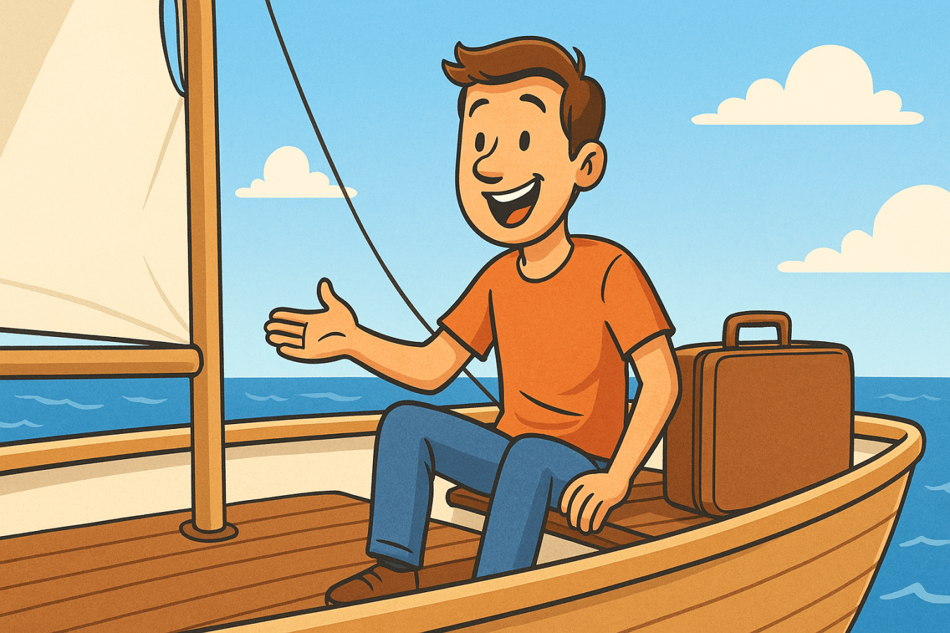 Cartoon on a sailboat