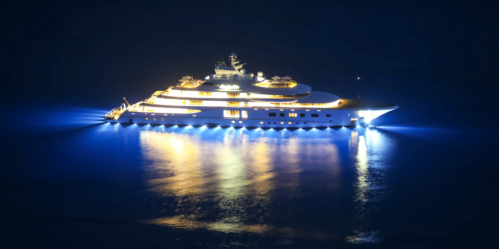 Navigation lights on a motor yacht