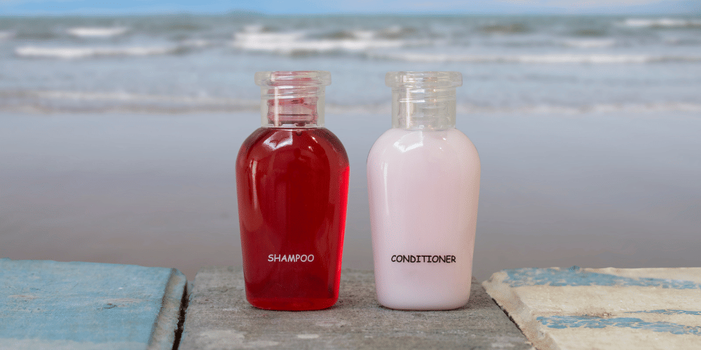 Small shampoo on the beach
