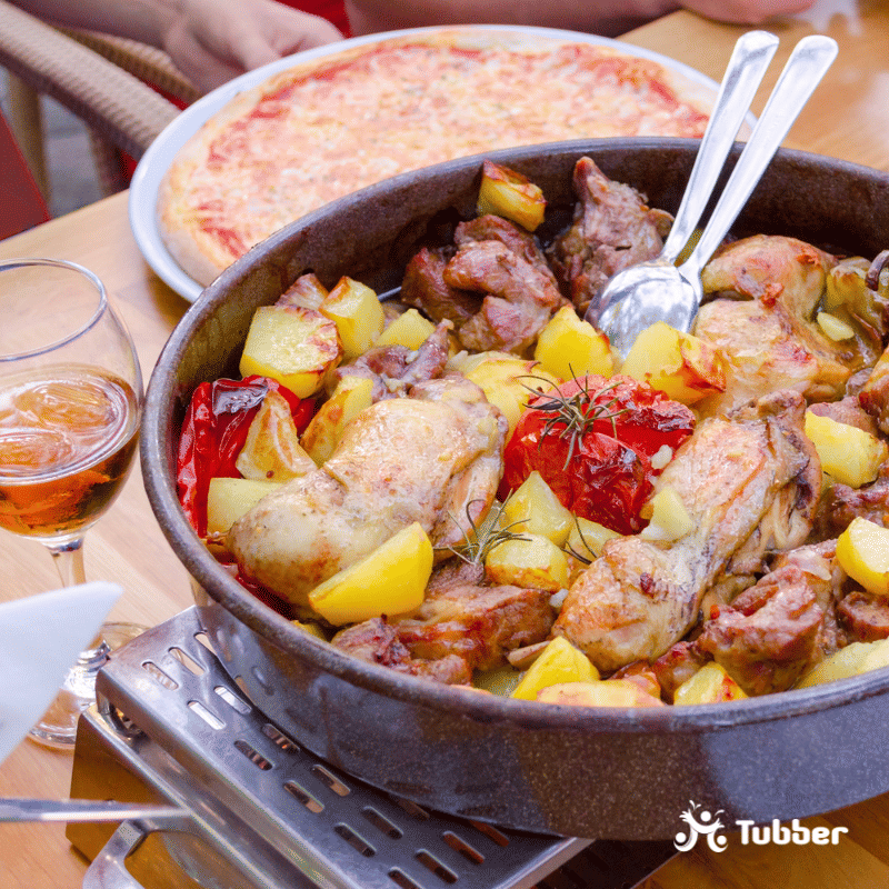 traditional croatian food peka with mix meat and vegetables