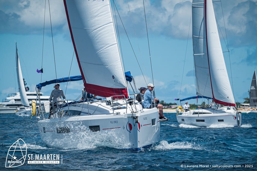 Heineken Regatta yachts viewed from the front